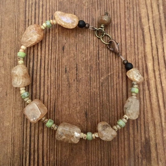 Men's Quartz 8 Inch Beaded Bracelet,  Handmade Men's Bracelet - Picture 3 of 5